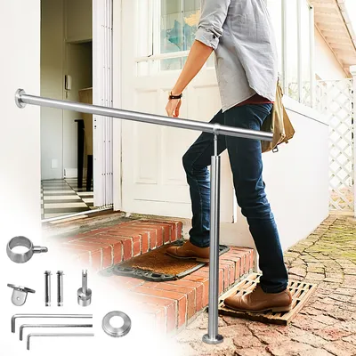 Immagine prodotto di SWANEW ringhiera per scale Ringhiera 80 cm senza traverse con corrimano a parete, acciaio inox con supporto a parete