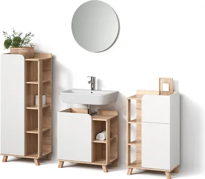 Image de Ensemble de meubles de salle de bain Livinity Marano Sonoma/blanc 4 parties, Model 52862