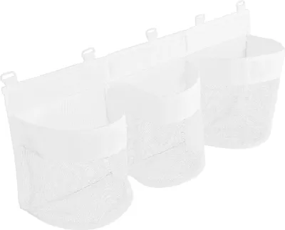 Obrázek produktu pro Úložný koš na hračky do vany, síťovaný košík do sprchy na hračky do vany, zavěšení do rohu, košík na hračky do vany se 2 lepicími háčky pro děti a batolata, střední velikost, bílý