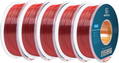 Image de filament 3D, robuste et écologique, surface brillante, rouge or noir