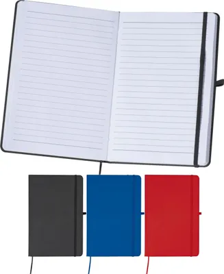 Produktbild von 3x Notizbuch / A5 / 160 linierte Seiten / PolyurethanHardcover / je 1x schwarz,rot,blau
