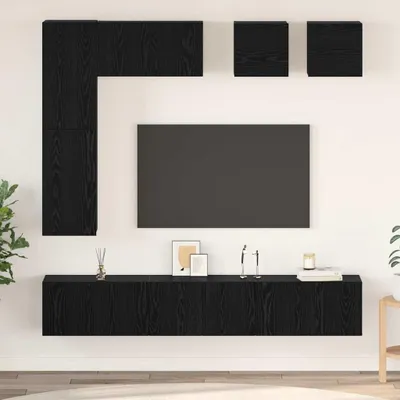 Produktbild von Maison Exclusive - TV-Schrankset 8 pcs Schwarz Eichen-Optik Holzwerkstoff