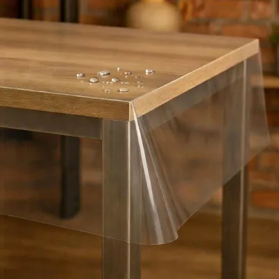 Produktbild von Transparente Folie Schutzfolie Tischdecke 0,3 mm Rechteckig 120 x 200 cm abwaschbare Schutztischdecke