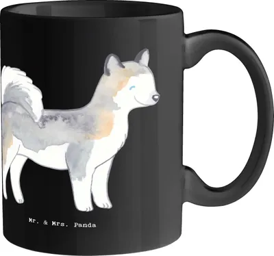Produktbild von Mr. & Mrs. Panda Tasse mit Spruch Pomsky Freund - Schwarz - Geschenk, Kaffeepott, intelligenter Hund, Hunderassen Pflege, Trinkbecher, Charakter, charmant, design