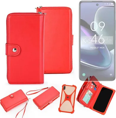 Produktbild von K-S-Trade 2in1 Schutzhülle Portemonnee Handyhülle mit Bumper kompatibel mit TCL 50 5G Hülle Case Etui Geldbörse Smartphone rot (1x)