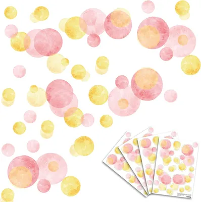 Produktbild von 140 Wandsticker für Kinderzimmer und Babykzimmer - Rosa Pastell Dekoration mit Punkten - Mädchen und Jungen - Set von 140 Stickern