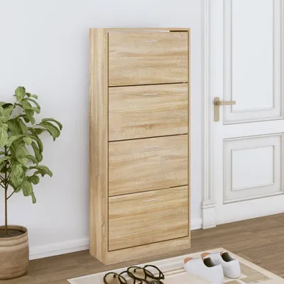 Image de vidaXL Armoire à chaussures Chêne Sonoma 63x24x147 cm Bois composite - Etagère à chaussures - Rangement à chaussures - Armoire à chaussures