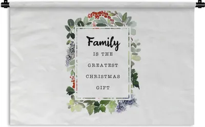 Produktbild von MuchoWow® Wandteppich Wandbehang Pflanzen - Weihnachten - Zitat - Familie 60x40 cm Tapisserie Dekoration Wandtuch - Wanddekorationen