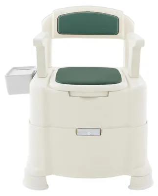 Obrázok produktu pre Prenosný toaletný stôl – Mobilný WC stôl pre seniorov – Výškovo nastaviteľný – Dvojité vedrá – Senzorové nočné svetlo s automatickým zapnutím/vypnutím (5 metrov) – Bez zápachu – Odnímateľné opierky rúk – Biely