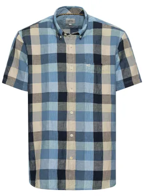 Produktbild von camel active Herren Karohemd aus Leinenmix Blau-Beige, Menswear-S
