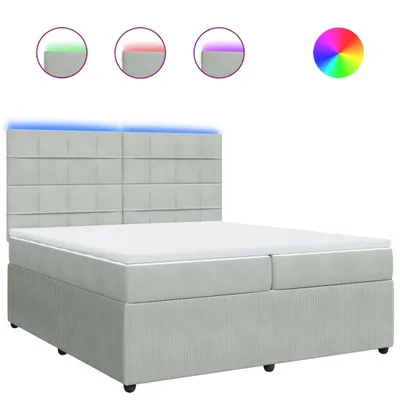 Produktbild von Boxspringbett mit Matratze Hellgrau 200x200 cm Samt
