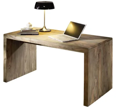 Produktbild von MASSIVMOEBEL24.DE Schreibtisch Sheesham 148x75x78  grau geölt NATURE GREY #710