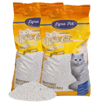 Produktbild von 2 x 15 Liter Lyra Pet® White Cat® Katzenstreu Bentonit mit Babypuderduft
