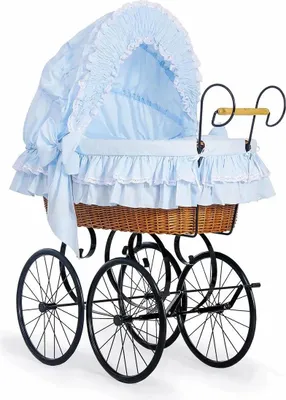 Image de MY SWEET BABY Lit pour Bébé Retro - bleu naturel avec base en métal et matelas PREMIUM