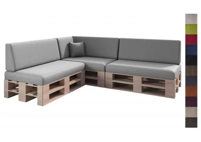 Produktbild von sunnypillow 8er Palettenkissen Set mit abnehmbarem Bezug Sitzkissen + Rückenkissen Palettenauflage Palettenpolster Indoor / Outdoor | Grau |