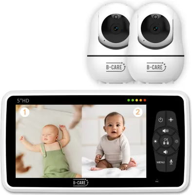 Produktbild von B-Care Star Supreme Babyphone mit 2 Kameras, 5" HD Display, Split-Screen, Nachtsicht, Gegensprechfunktion, VOX, ohne WLAN & App