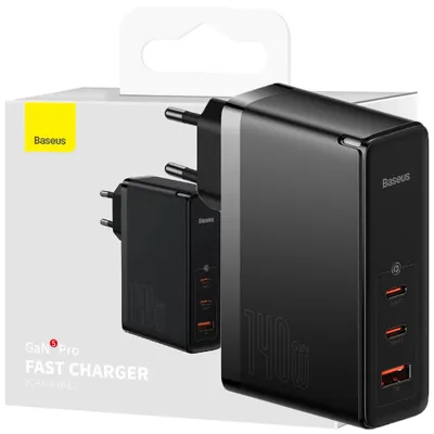 Produktbild von Baseus GaN5 Pro 140W EU Schwarz Inkl. Schnellladekabel 1m