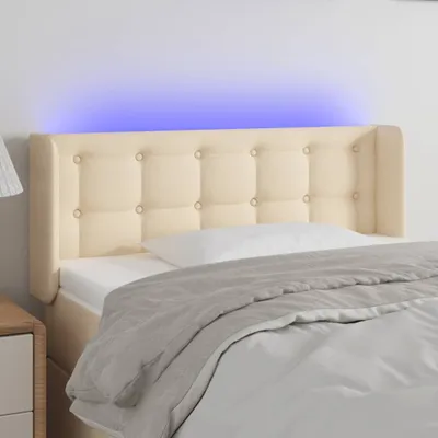 Produktbild von Cloris Designermöbel LED Kopfteil Creme 103x16x78/88 cm Stoff 2024 Neu
