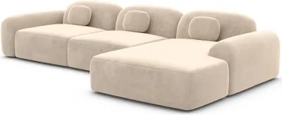 Produktbild von Samtstoff L-Form Sofa Nuvia Creme Rechts