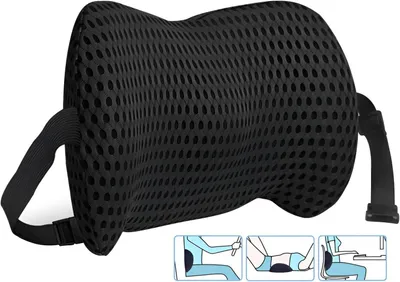 Obrázok produktu pre Vankúš na podporu chrbta – Vankúš na sedenie – Pohodlné sedenie – Výplň z pamäťovej peny – 39x30x12 cm – Sivý