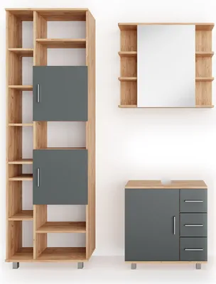 Produktbild von Badmöbel-Set Vicco Ilias Eiche 3 Teile, mit Unterschrank 60 cm, Model 31983