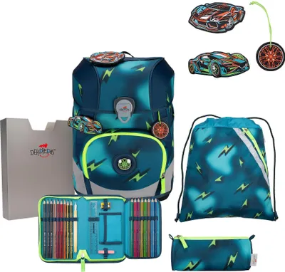 Produktbild von DerDieDas ErgoFlex Tiny Schulranzenset 5-teilig Magic Light petrol