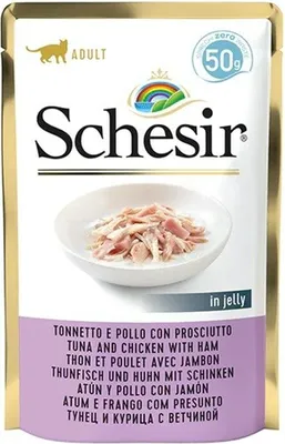 Produktbild von Schesir Thunfisch und Huhn mit Schinken 50 gx30