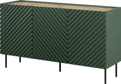 Obrázek produktu pro Příborník Onda Komoda 150X85X45 cm 3 dvířka se 2 zásuvkami Mdf zelená matná