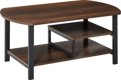 A coffee table with two shelves.