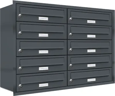 Produktbild von 10er Briefkasten Anlage Unterputz Montage RAL 7016 Anthrazit