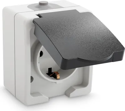 Produktbild von ABSINA Aufputz Schutzkontakt Steckdose für Feuchtraum - 1fach Aufputz Schutzkontaktsteckdose IP44, 250V, 16A, 2 polig