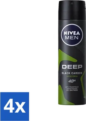 Immagine prodotto di Nivea - Uomo - Deodorante - Spray - Nero profondo Carbon Amazonia - 150 ml - confezione risparmio - 4 pezzi
