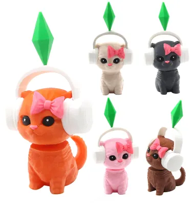 Produktbild von Niedliche Katzenfigur, 3D-gedruckte Wackelkopfkatze mit Feder für Auto-Armaturenbrett, Heimbüro-Schreibtischdekoration, Sammlerstück, Tierornament für Spieleliebhaber.