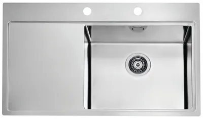 Produktbild von ALVEUS Spüle PURE 50 Becken rechts mit Flachrand und Drehexcenterbedienung / Edelstahlspüle / Flächenbündig