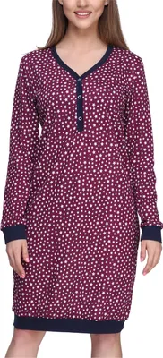Image de Chemise de nuit pour femme Merry Style MS10-179 (bordeaux/étoiles, taille S)