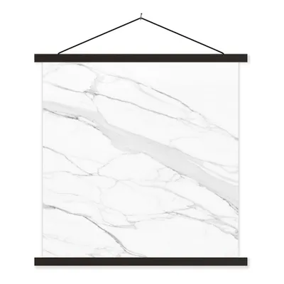 Produktbild von MuchoWow® Textilposter Marmor - Weiß - Linie - Muster - Luxus - Marmoroptik 60x60 cm mit schwarzem Rahmen - Posteraufhänger