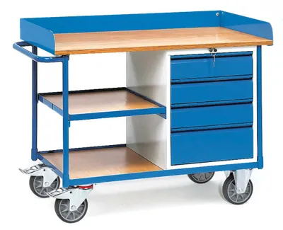 Image de fetra 2437 - Stahl - Blau - 400 kg - 4 Rad/Räder - 16 cm - 65 cm