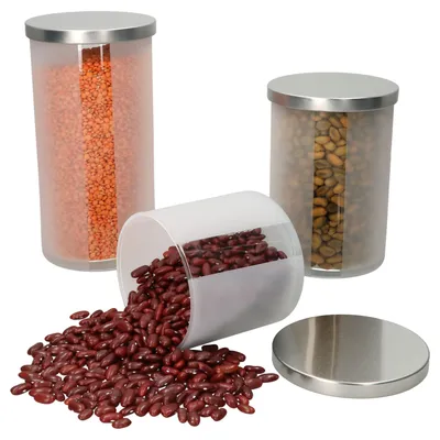 Produktbild von 3tlg Set Avar Vorratsdose 1,3L 1L 600ml rund Glasbox mit Metalldeckel Behälter