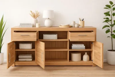Produktbild von Schubladenkommode Metallgriffe u. Scharniere Sideboard Kernbuche #1418