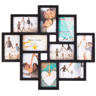 Image de Springos® cadre photo multiple 10 photos rosace portrait transversal cadre plastique
