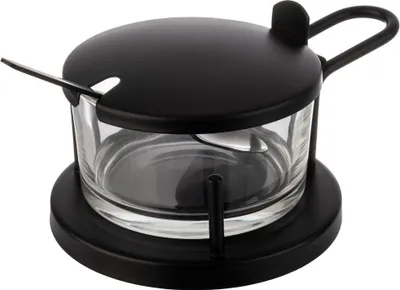Produktbild von APS 40333 Parmesan-Menage CLASSIC, inkl. Löffel, 0,18 Liter, Ø 11 cm, Höhe 7 cm, schwarz