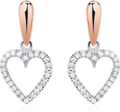 Produktbild von Herz Ohrstecker 14K Roségold Diamanten