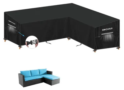Immagine prodotto di Copertura protettiva a forma di L per mobili da giardino, impermeabile, in tessuto Oxford 420D, dimensioni 210x140x90x80/60 cm