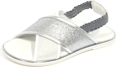 Produktbild von G4018 sandalo bimba girl HOGAN JUNIOR white/silver leather/fabric sandals kids