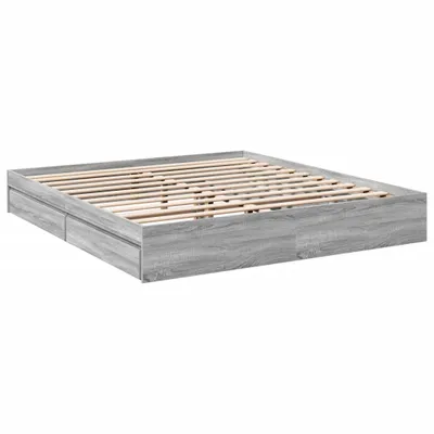 Produktbild von Bettgestell mit Schubladen Grau Sonoma 180x200cm Holzwerkstoff
