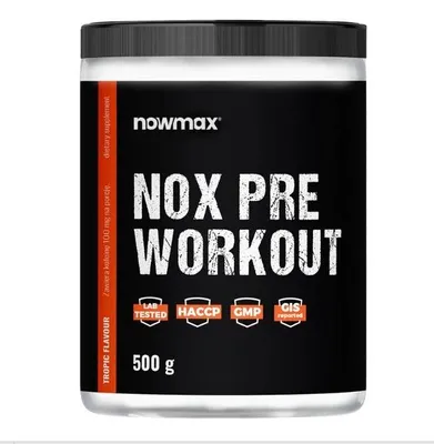 Produktbild von NOWMAX NOX Pre Workout 500 g – Pre-Workout Pulver mit Citrullin, L-Arginin, Beta-Alanin, AAKG, Taurin & Koffein – 100 Portionen