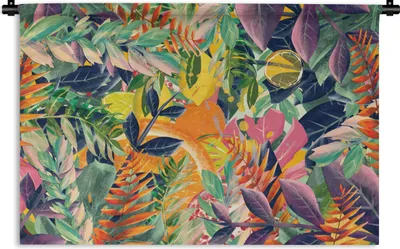 Produktbild von MuchoWow® Wandteppich Wandbehang Blumen - Dschungel - Tropisch 60x40 cm Tapisserie Dekoration Wandtuch - Wanddekorationen