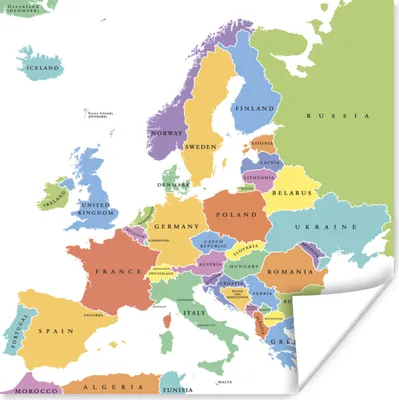 Produktbild von MuchoWow® Poster Europa - Karte - Einfach 75x75 cm - Wand Dekoration