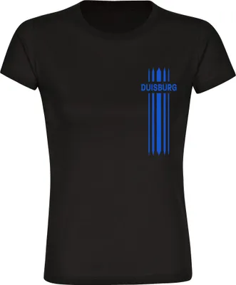Produktbild von multifanshop Damen T-Shirt - Duisburg - Streifen, schwarz, Größe M