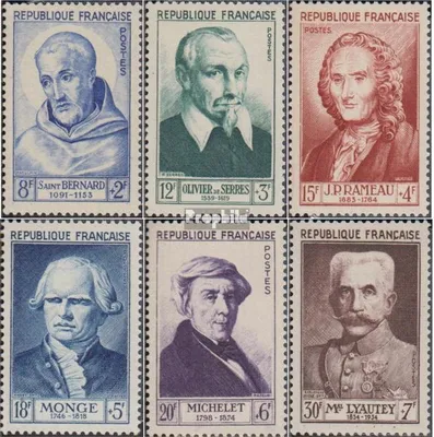 Produktbild von Briefmarken Frankreich 1953 Mi 965-970 (kompl.Ausg.) postfrisch Persönlichkeiten